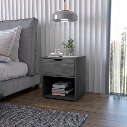 Light Gray Elegant Drawer Nightstand image 1