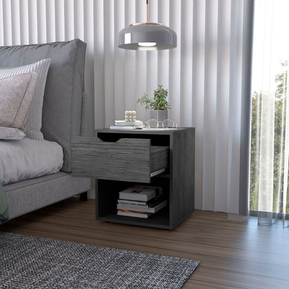 Light Gray Elegant Drawer Nightstand image 2