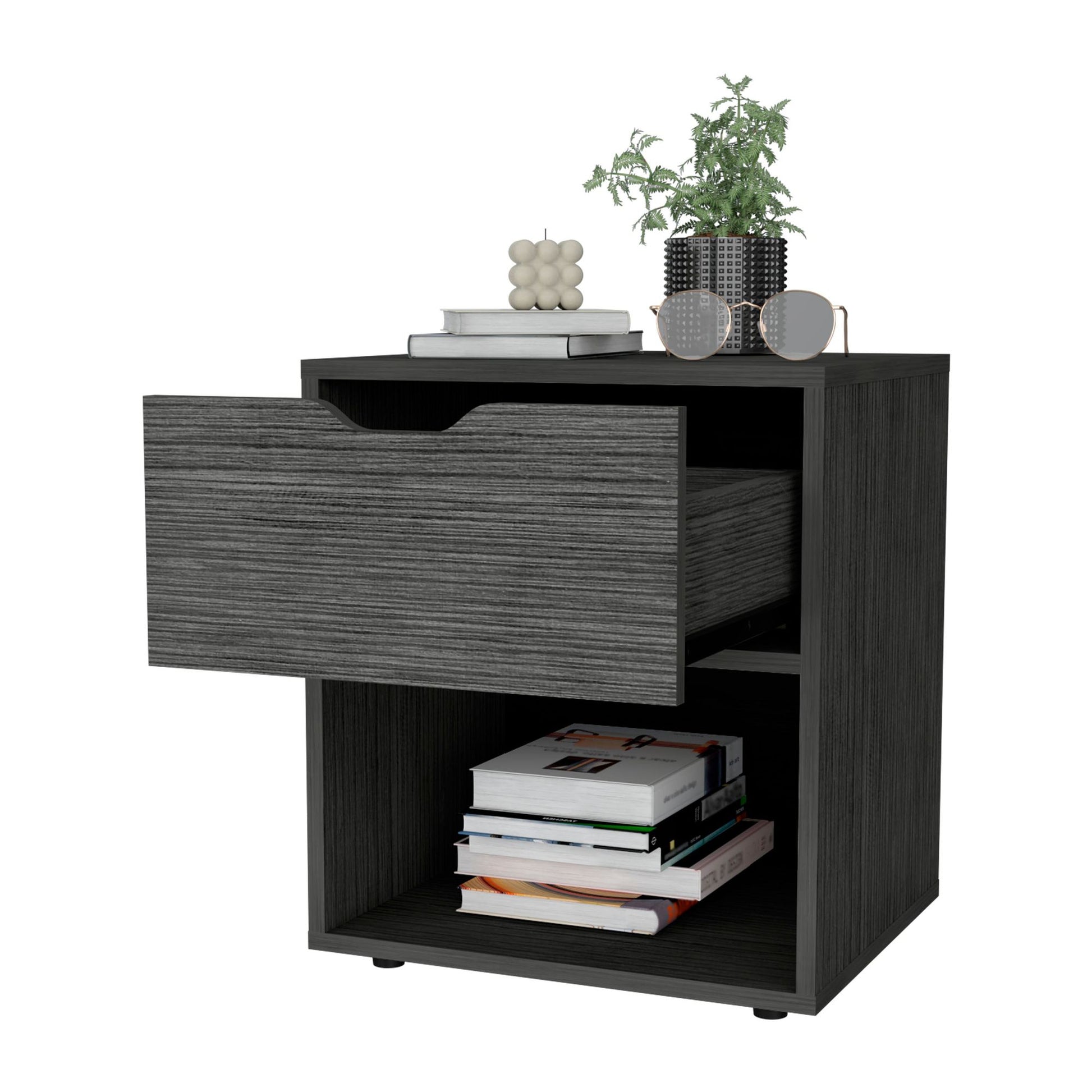 Light Gray Elegant Drawer Nightstand image 5