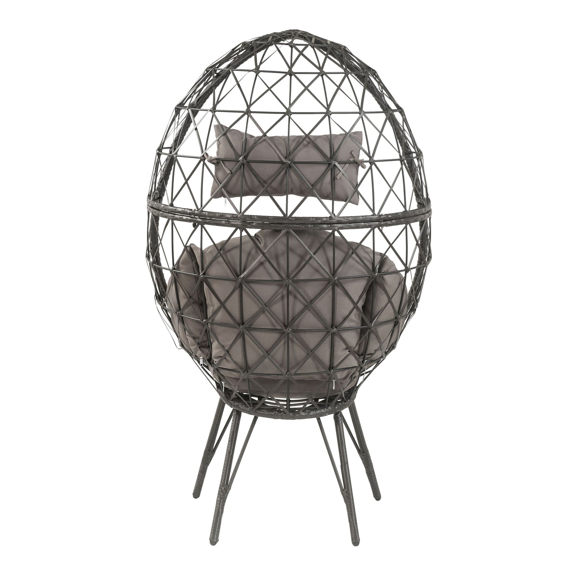 Light Grey and Black Patio Chair with Upholstered Cushion image 4