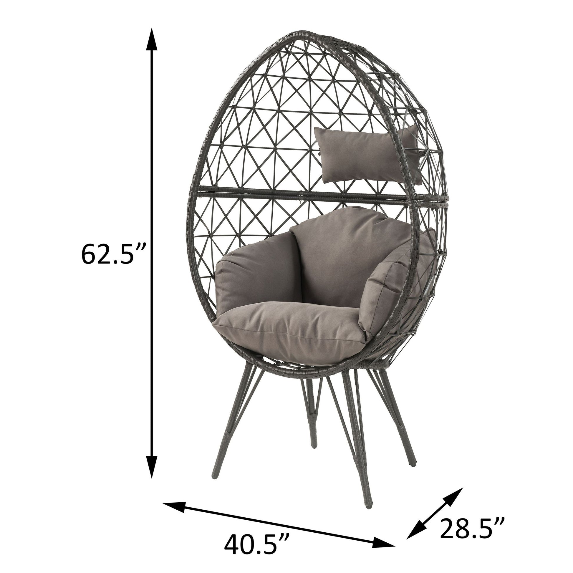 Light Grey and Black Patio Chair with Upholstered Cushion image 8