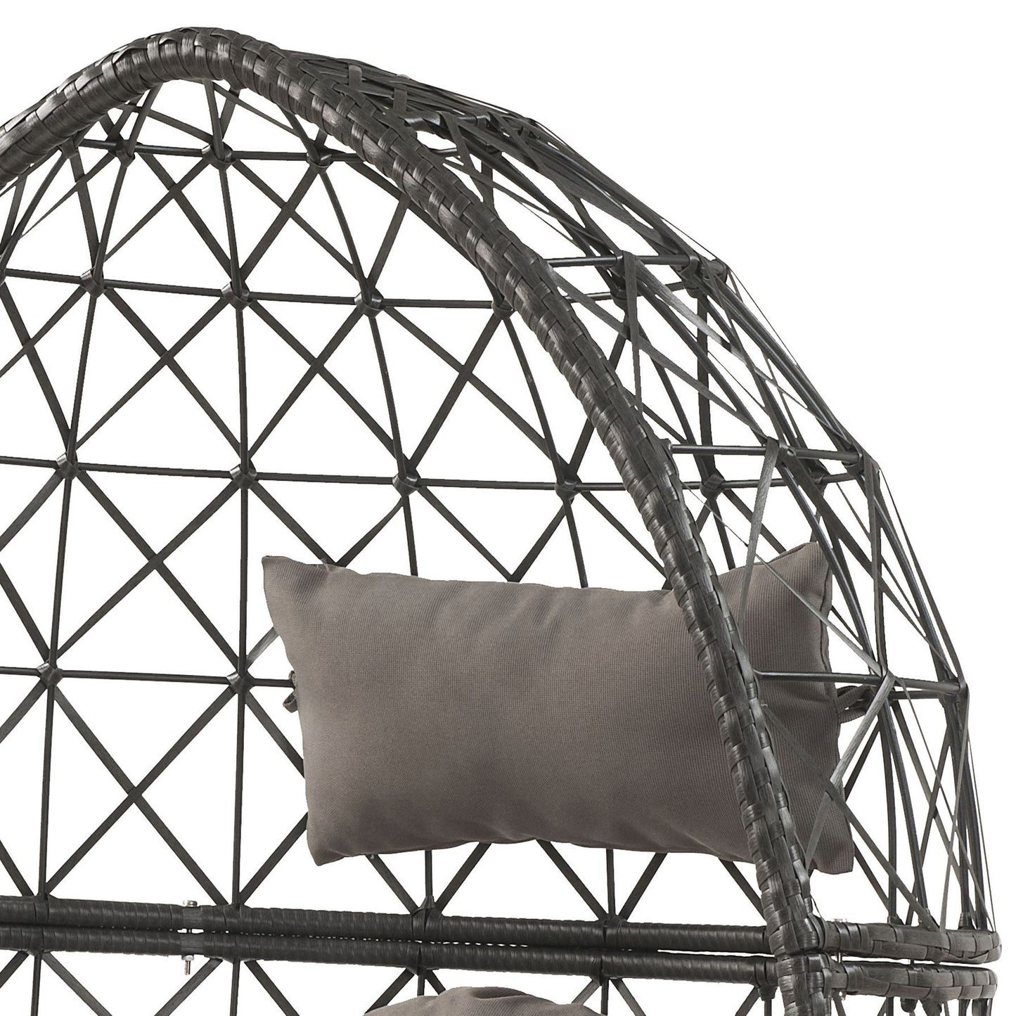 Light Grey and Black Patio Chair with Upholstered Cushion image 6