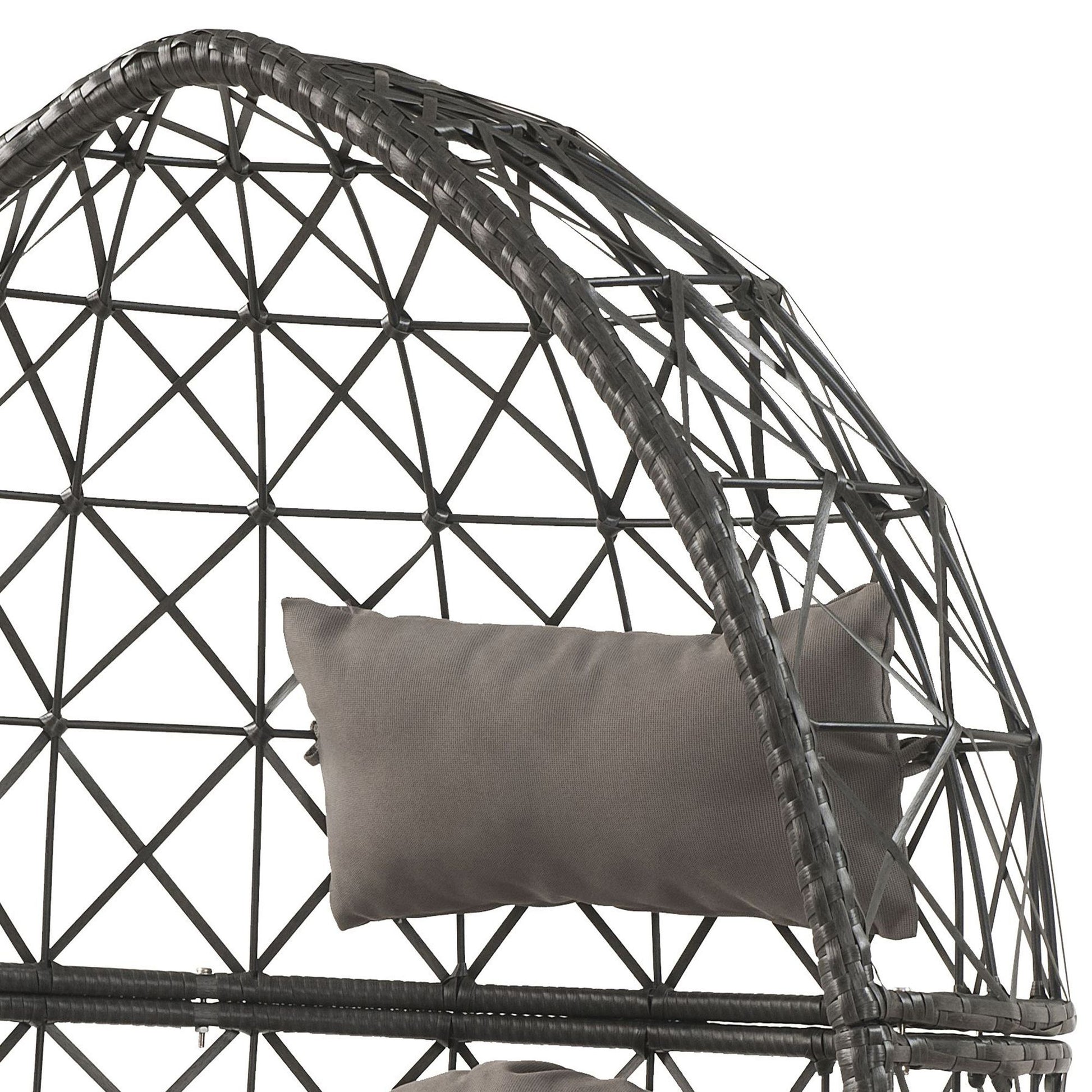 Light Grey and Black Patio Chair with Upholstered Cushion image 6