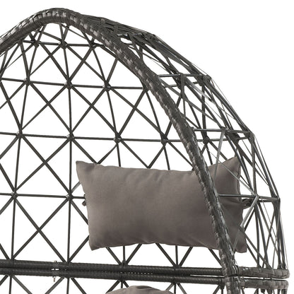 Light Grey and Black Patio Chair with Upholstered Cushion image 6
