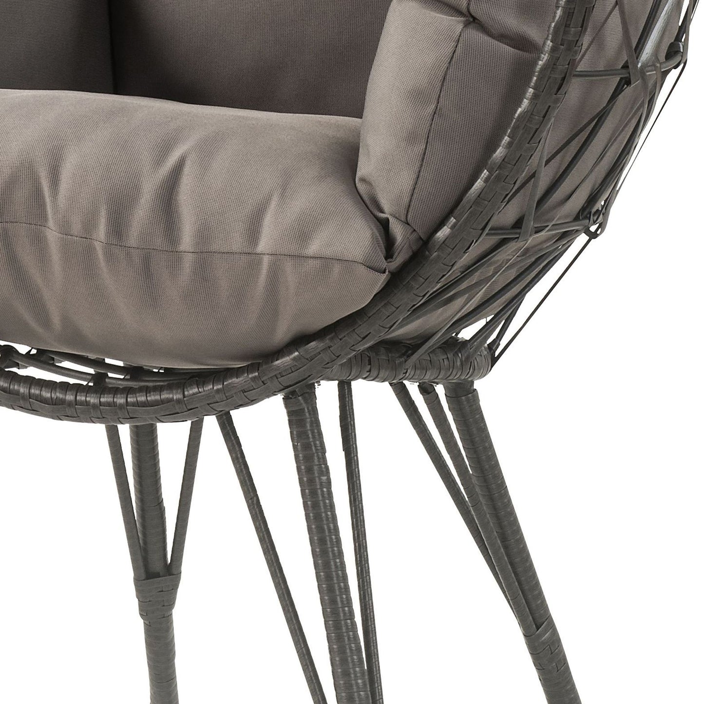 Light Grey and Black Patio Chair with Upholstered Cushion image 7