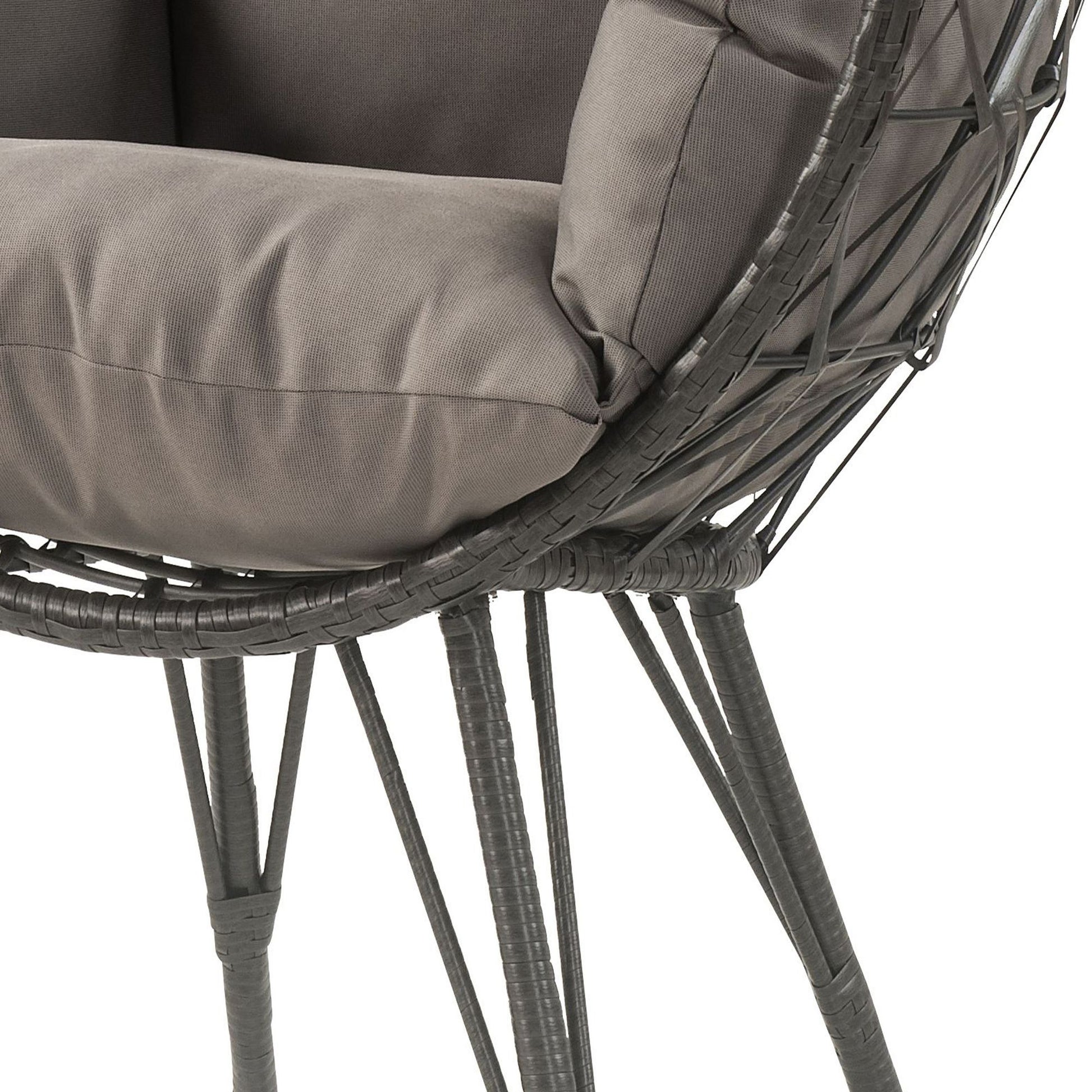 Light Grey and Black Patio Chair with Upholstered Cushion image 7