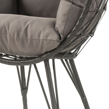 Light Grey and Black Patio Chair with Upholstered Cushion image 7