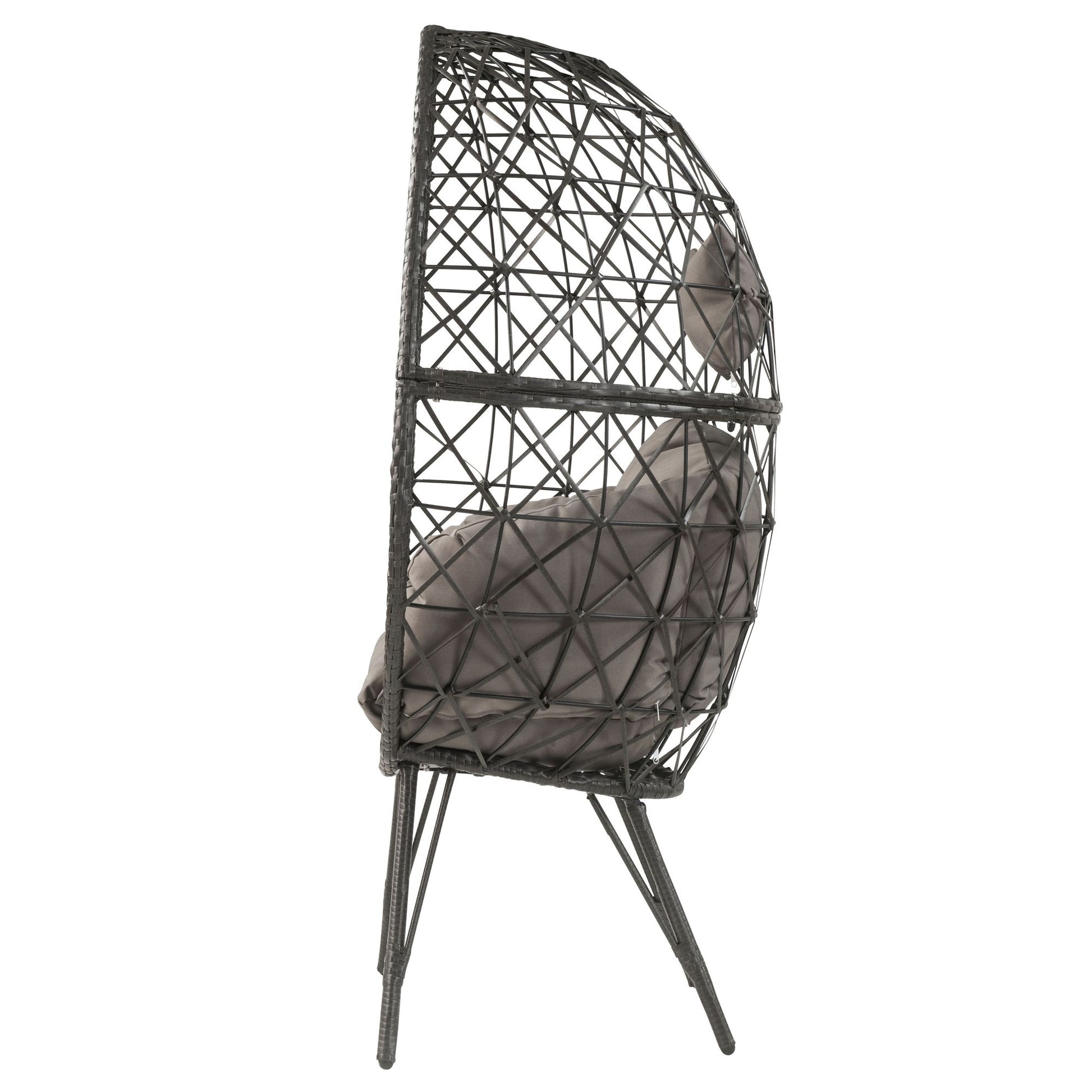 Light Grey and Black Patio Chair with Upholstered Cushion image 5