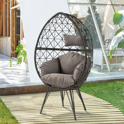 Light Grey and Black Patio Chair with Upholstered Cushion image 1