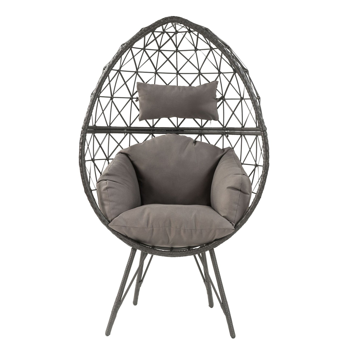 Light Grey and Black Patio Chair with Upholstered Cushion image 3
