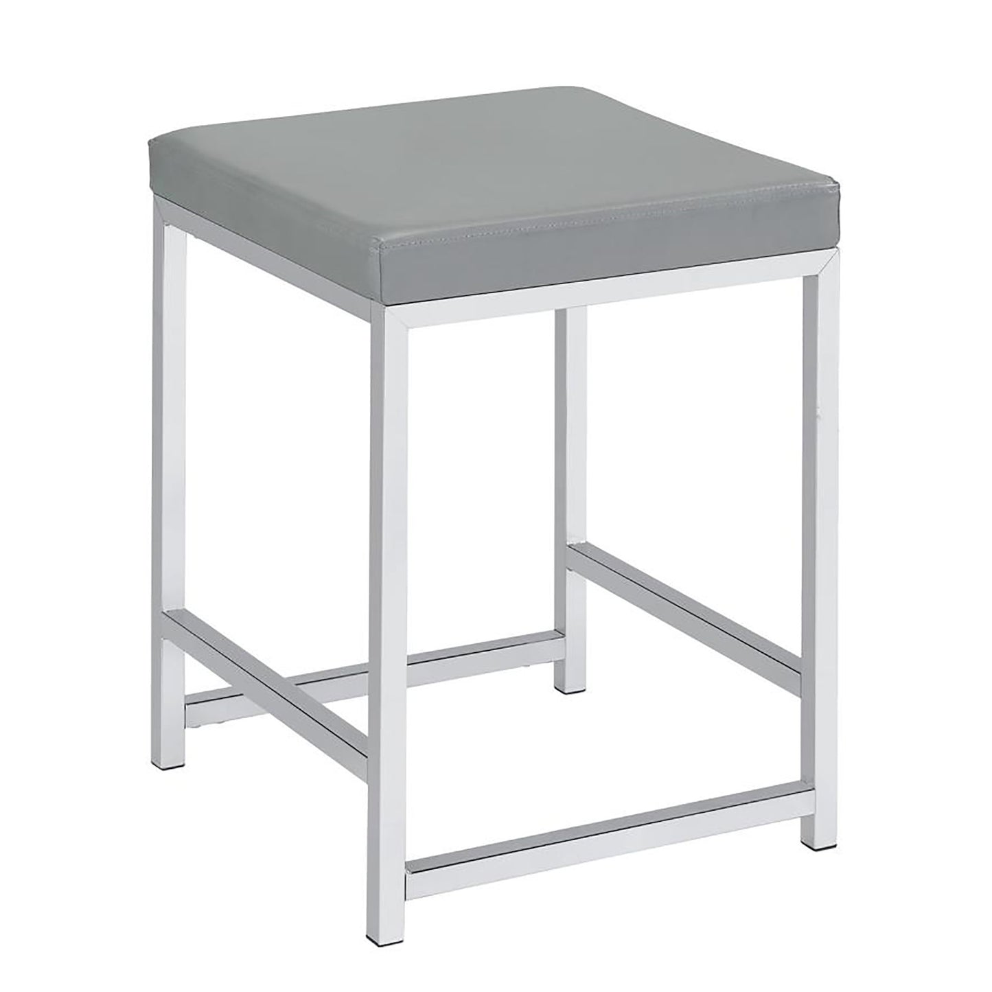 Light Grey Upholstered Square Vanity Stool image 2