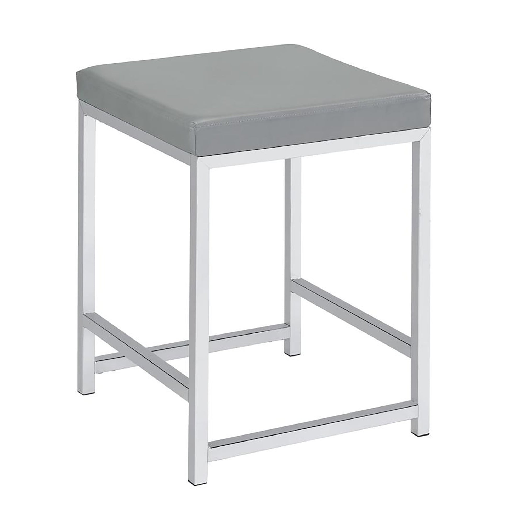Light Grey Upholstered Square Vanity Stool image 2