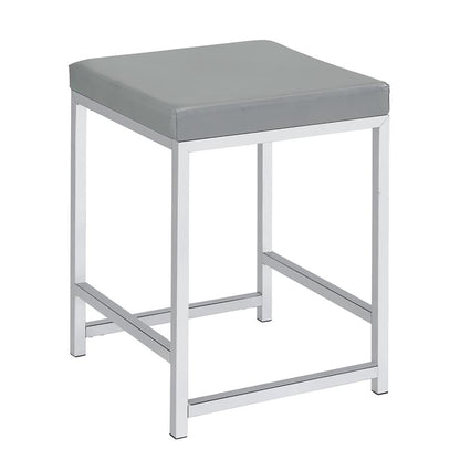 Light Grey Upholstered Square Vanity Stool image 2