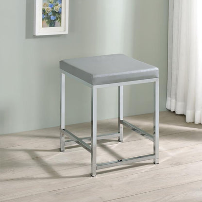 Light Grey Upholstered Square Vanity Stool image 1