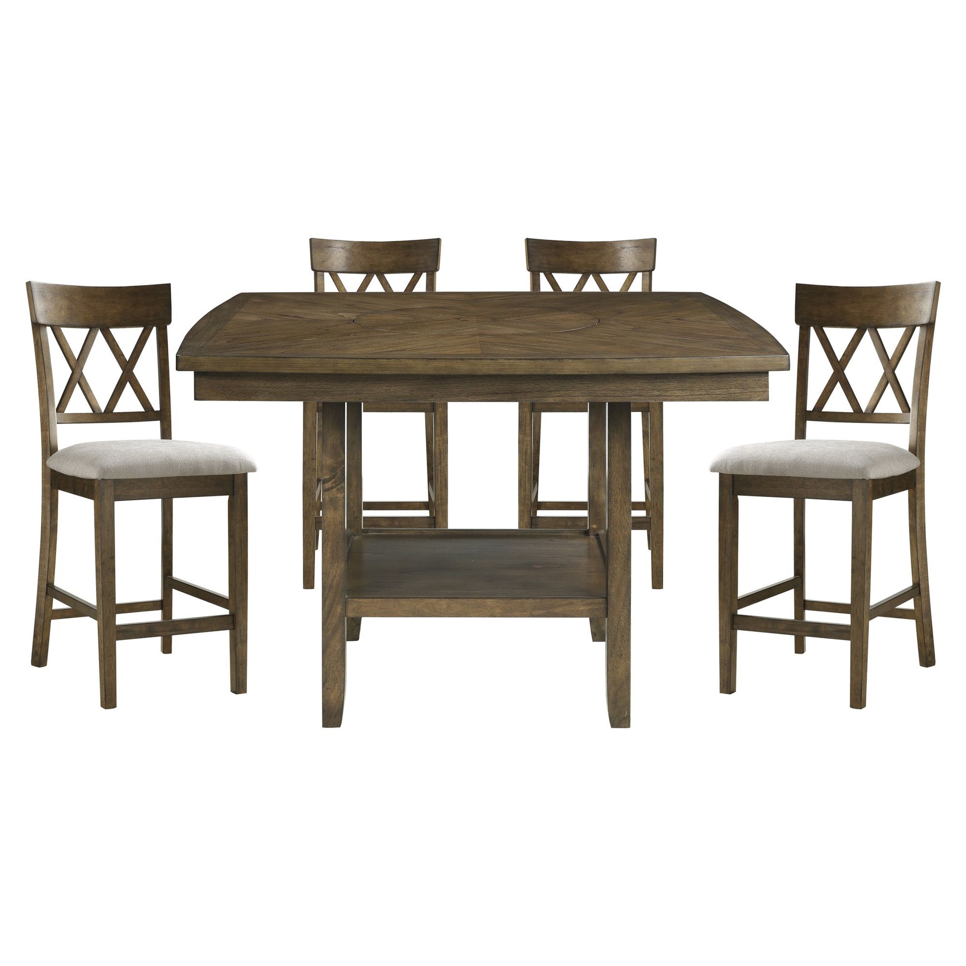 Light Oak Finish Counter Height Chairs Set of 2 Padded Seat Double Cross Back Wooden Kitchen Dining Funiture image 5