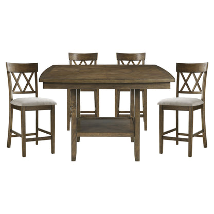 Light Oak Finish Counter Height Chairs Set of 2 Padded Seat Double Cross Back Wooden Kitchen Dining Funiture image 5