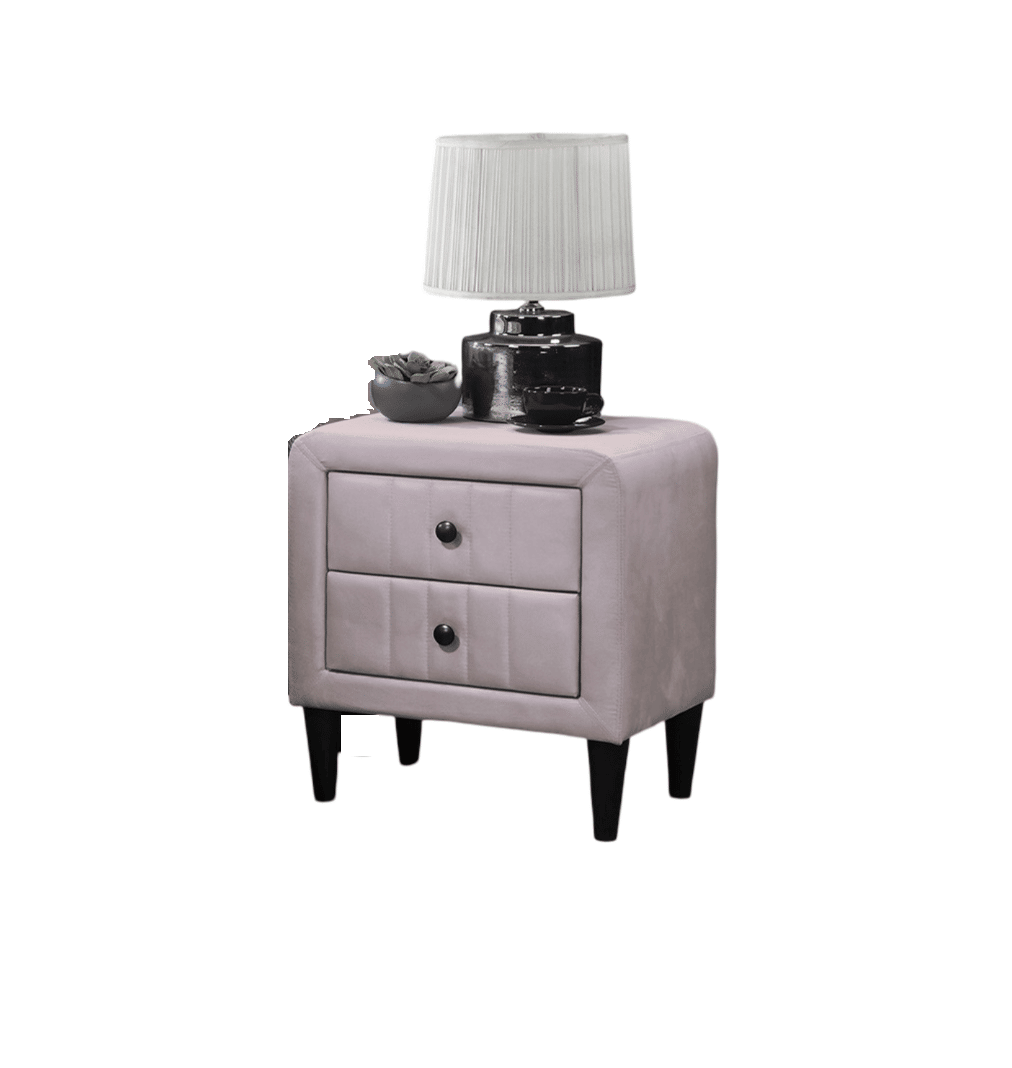 Light Pink Color Velvet Gorgeous 1pc Nightstand Bedside Table 2x Drawers Bedroom Furniture Sleek Design Tempered Legs image 4