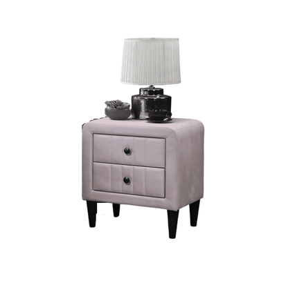 Light Pink Color Velvet Gorgeous 1pc Nightstand Bedside Table 2x Drawers Bedroom Furniture Sleek Design Tempered Legs image 4