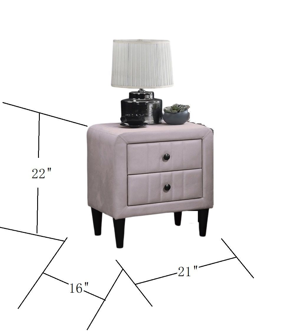 Light Pink Color Velvet Gorgeous 1pc Nightstand Bedside Table 2x Drawers Bedroom Furniture Sleek Design Tempered Legs image 5