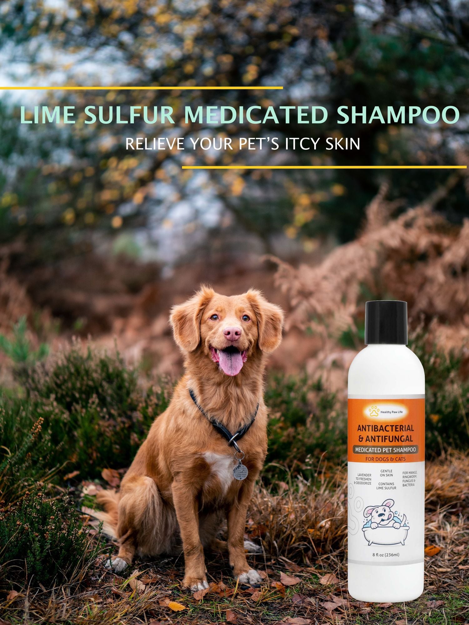 Lime Sulfur Pet Shampoo - Pet Care and Veterinary Solution for Itchy and Dry Skin - Safe for Dog;  Cat;  Puppy;  Kitten; image 2
