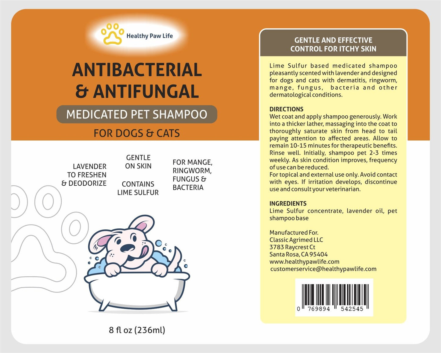 Lime Sulfur Pet Shampoo - Pet Care and Veterinary Solution for Itchy and Dry Skin - Safe for Dog;  Cat;  Puppy;  Kitten; image 5