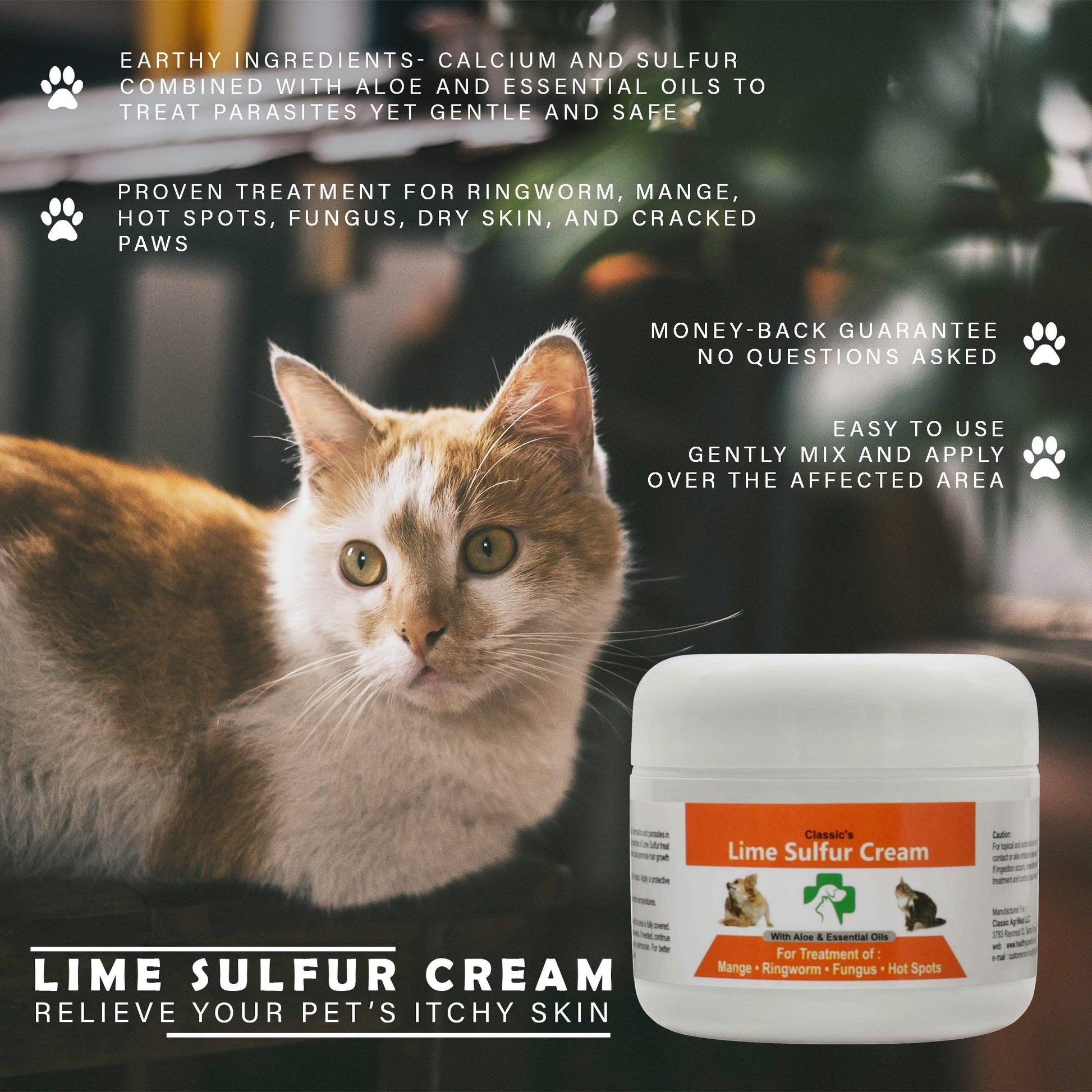 Lime Sulfur Pet Skin Cream - Pet Care and Veterinary Treatment for Itchy and Dry Skin - Safe Solution for Dog;  Cat;  Pu image 7