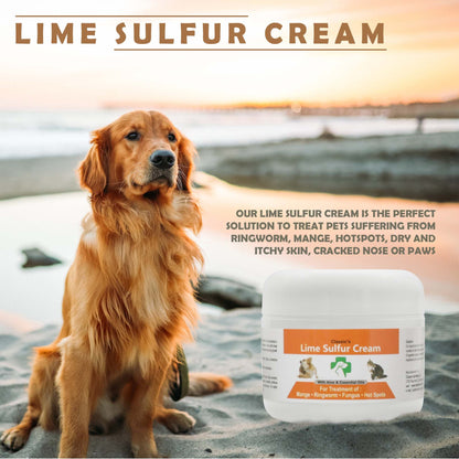 Lime Sulfur Pet Skin Cream - Pet Care and Veterinary Treatment for Itchy and Dry Skin - Safe Solution for Dog;  Cat;  Pu image 2