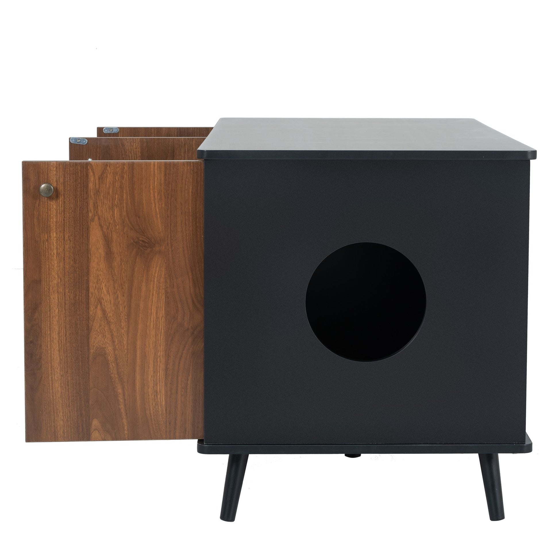Litter Box Enclosure, Cat Litter Box Furniture with Hidden Plug, 3 Doors,Indoor Cat Washroom Storage Bench Side Table Ca image 13