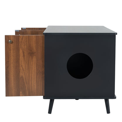 Litter Box Enclosure, Cat Litter Box Furniture with Hidden Plug, 3 Doors,Indoor Cat Washroom Storage Bench Side Table Ca image 13