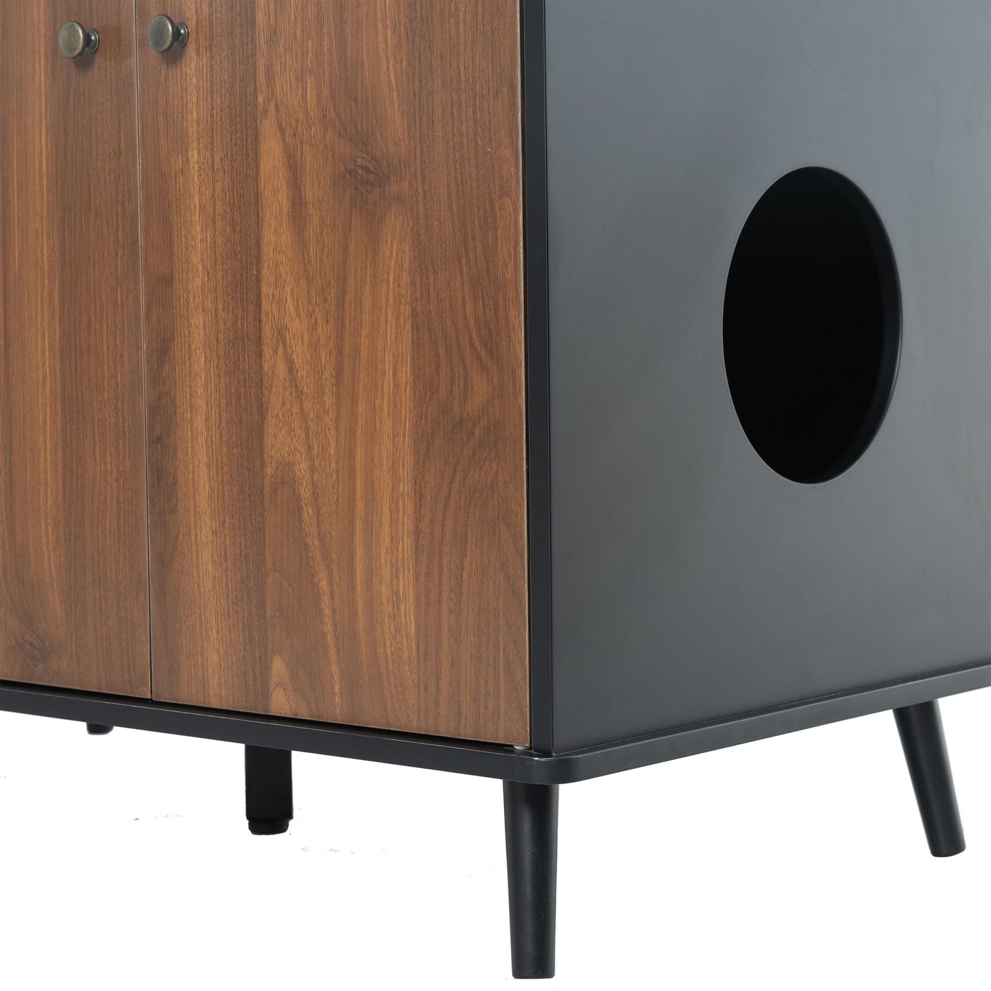 Litter Box Enclosure, Cat Litter Box Furniture with Hidden Plug, 3 Doors,Indoor Cat Washroom Storage Bench Side Table Ca image 17