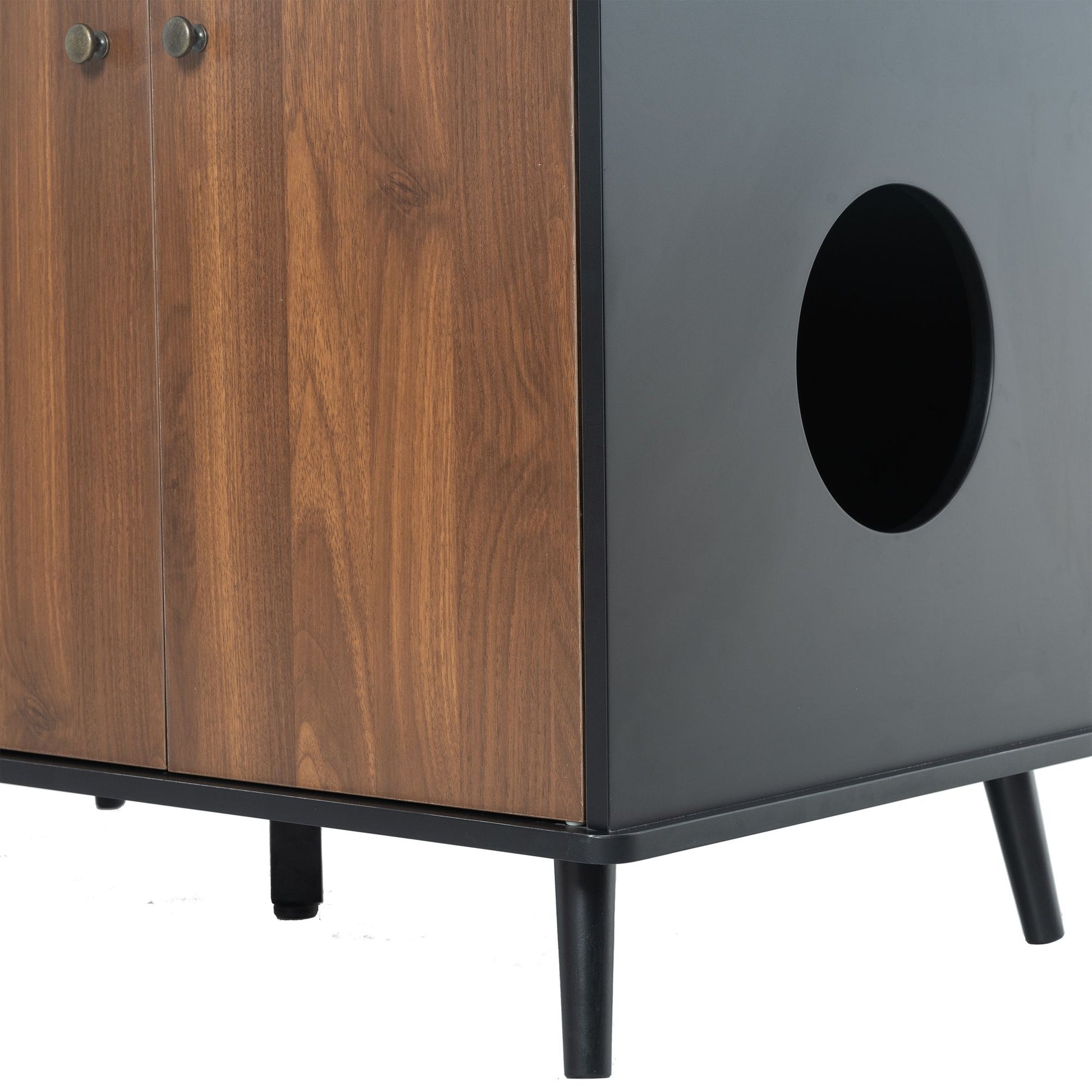 Litter Box Enclosure, Cat Litter Box Furniture with Hidden Plug, 3 Doors,Indoor Cat Washroom Storage Bench Side Table Ca image 17