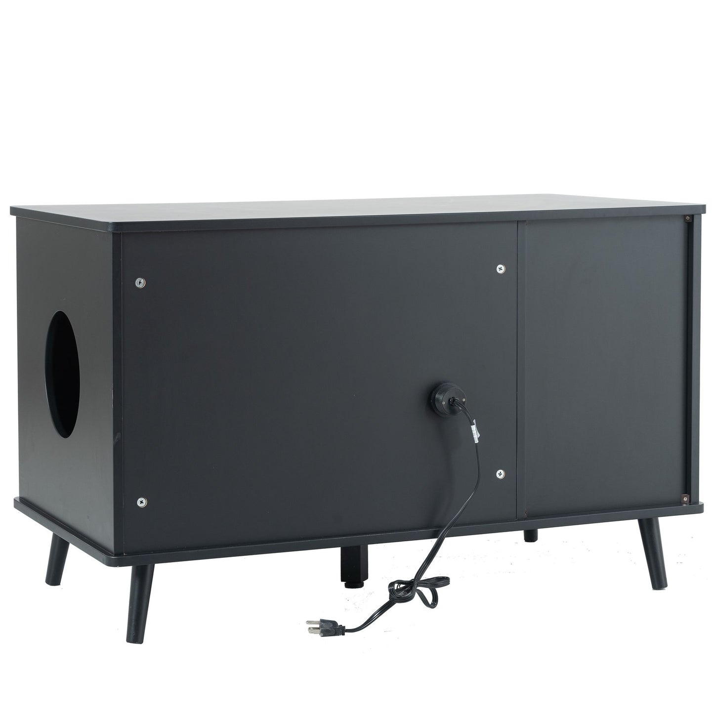 Litter Box Enclosure, Cat Litter Box Furniture with Hidden Plug, 3 Doors,Indoor Cat Washroom Storage Bench Side Table Ca image 15