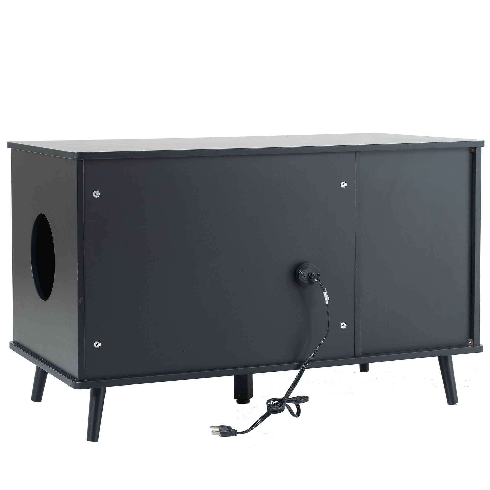 Litter Box Enclosure, Cat Litter Box Furniture with Hidden Plug, 3 Doors,Indoor Cat Washroom Storage Bench Side Table Ca image 15