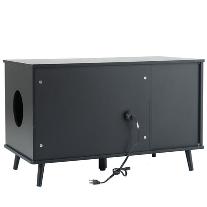 Litter Box Enclosure, Cat Litter Box Furniture with Hidden Plug, 3 Doors,Indoor Cat Washroom Storage Bench Side Table Ca image 15