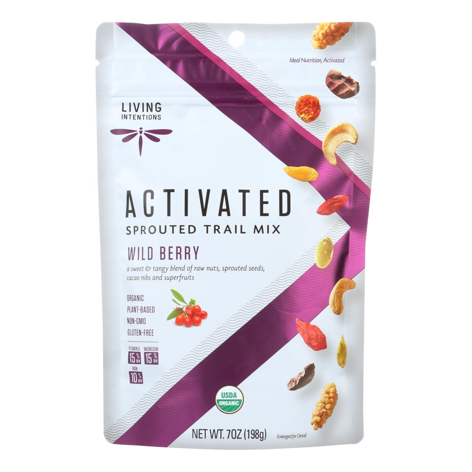 Living Intentions Organic Sprouted Trail Mix - Wild Berry - Case Of 6 - 7 Oz. image 1