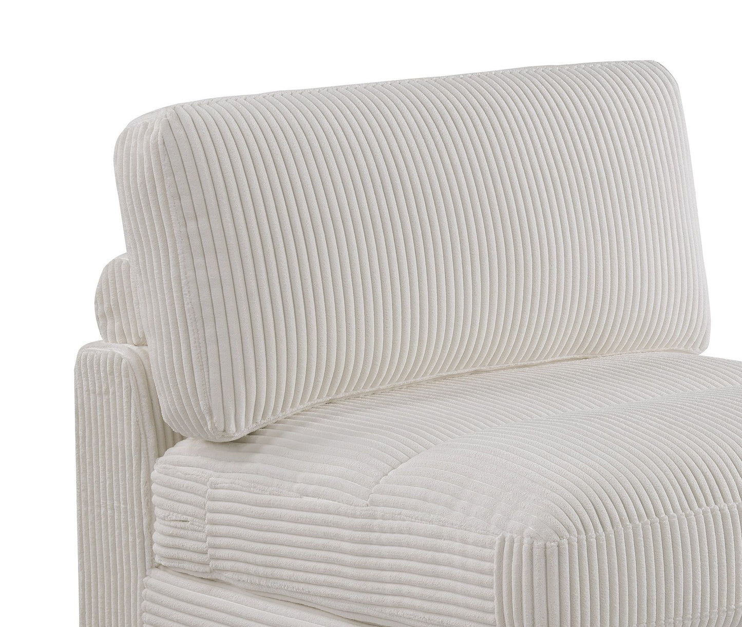 Living Room Furniture Armless Chair Beige Wide-Welt Corduroy 1pc Armless Chair Soft Cushion Wood Legs image 2