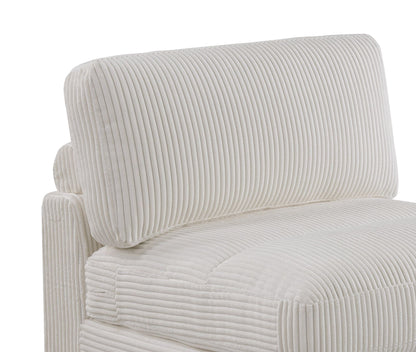 Living Room Furniture Armless Chair Beige Wide-Welt Corduroy 1pc Armless Chair Soft Cushion Wood Legs image 2