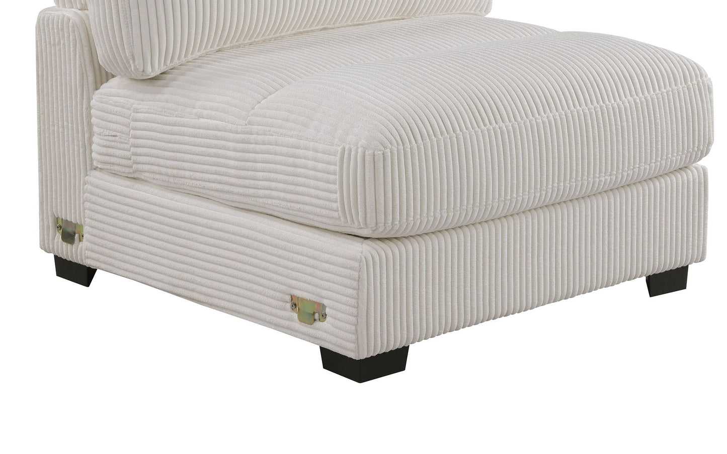 Living Room Furniture Armless Chair Beige Wide-Welt Corduroy 1pc Armless Chair Soft Cushion Wood Legs image 3