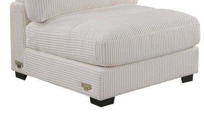 Living Room Furniture Armless Chair Beige Wide-Welt Corduroy 1pc Armless Chair Soft Cushion Wood Legs image 3