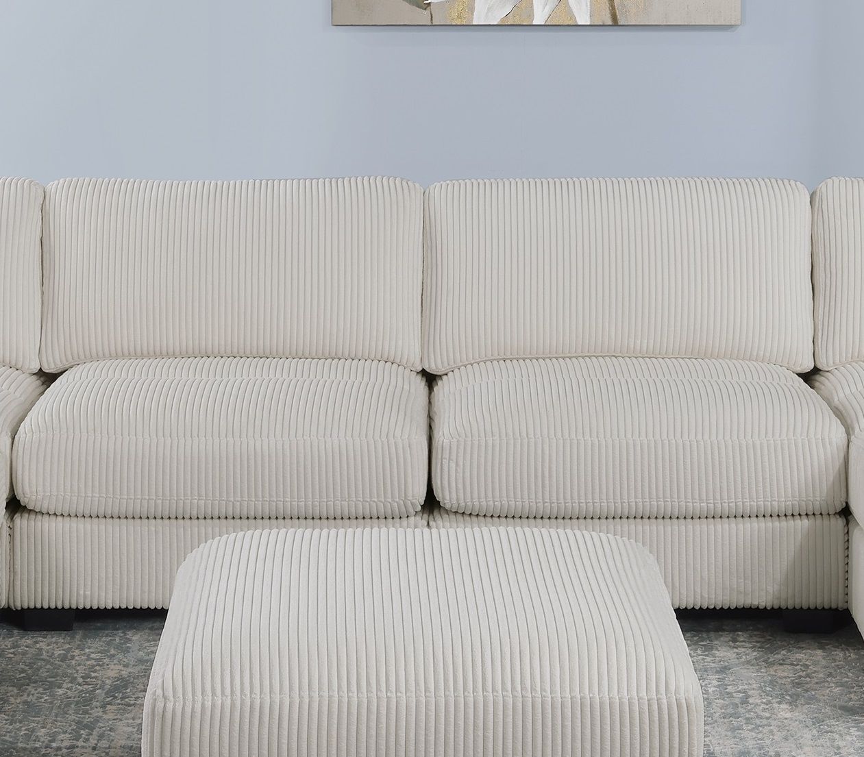 Living Room Furniture Armless Chair Beige Wide-Welt Corduroy 1pc Armless Chair Soft Cushion Wood Legs image 6