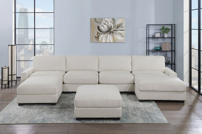 Living Room Furniture Armless Chair Beige Wide-Welt Corduroy 1pc Armless Chair Soft Cushion Wood Legs image 8