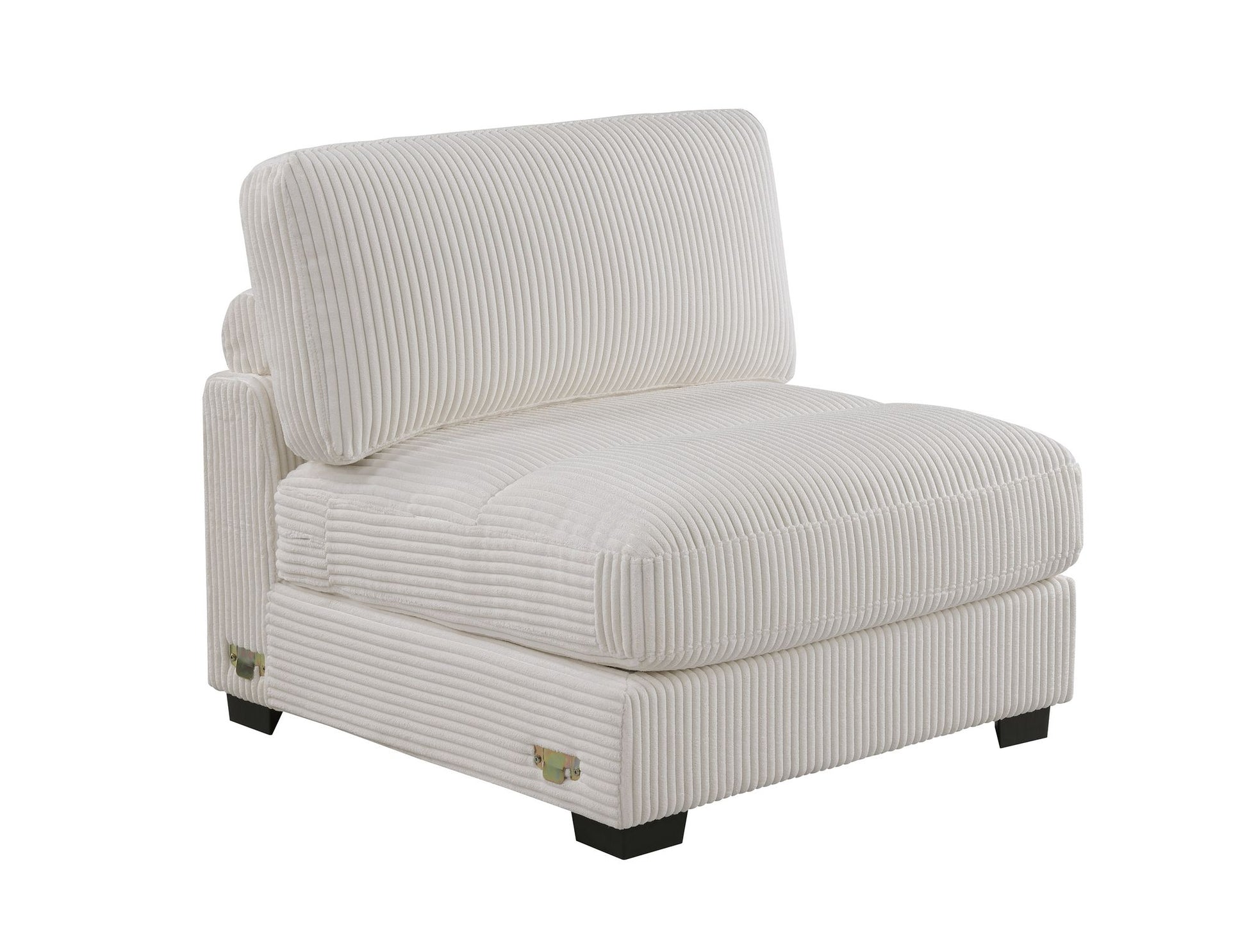 Living Room Furniture Armless Chair Beige Wide-Welt Corduroy 1pc Armless Chair Soft Cushion Wood Legs image 1