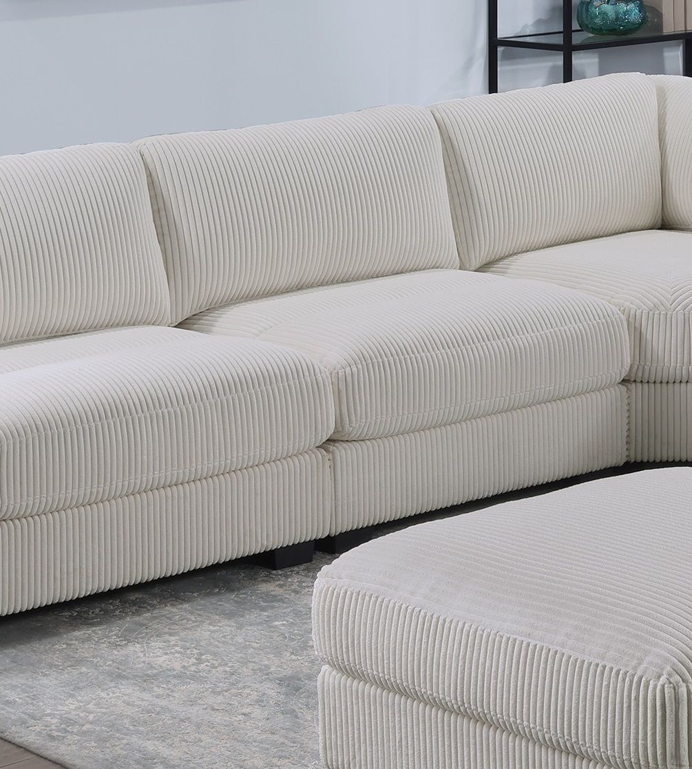 Living Room Furniture Armless Chair Beige Wide-Welt Corduroy 1pc Armless Chair Soft Cushion Wood Legs image 5