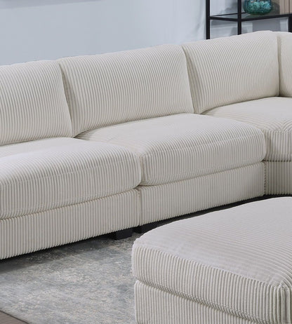 Living Room Furniture Armless Chair Beige Wide-Welt Corduroy 1pc Armless Chair Soft Cushion Wood Legs image 5