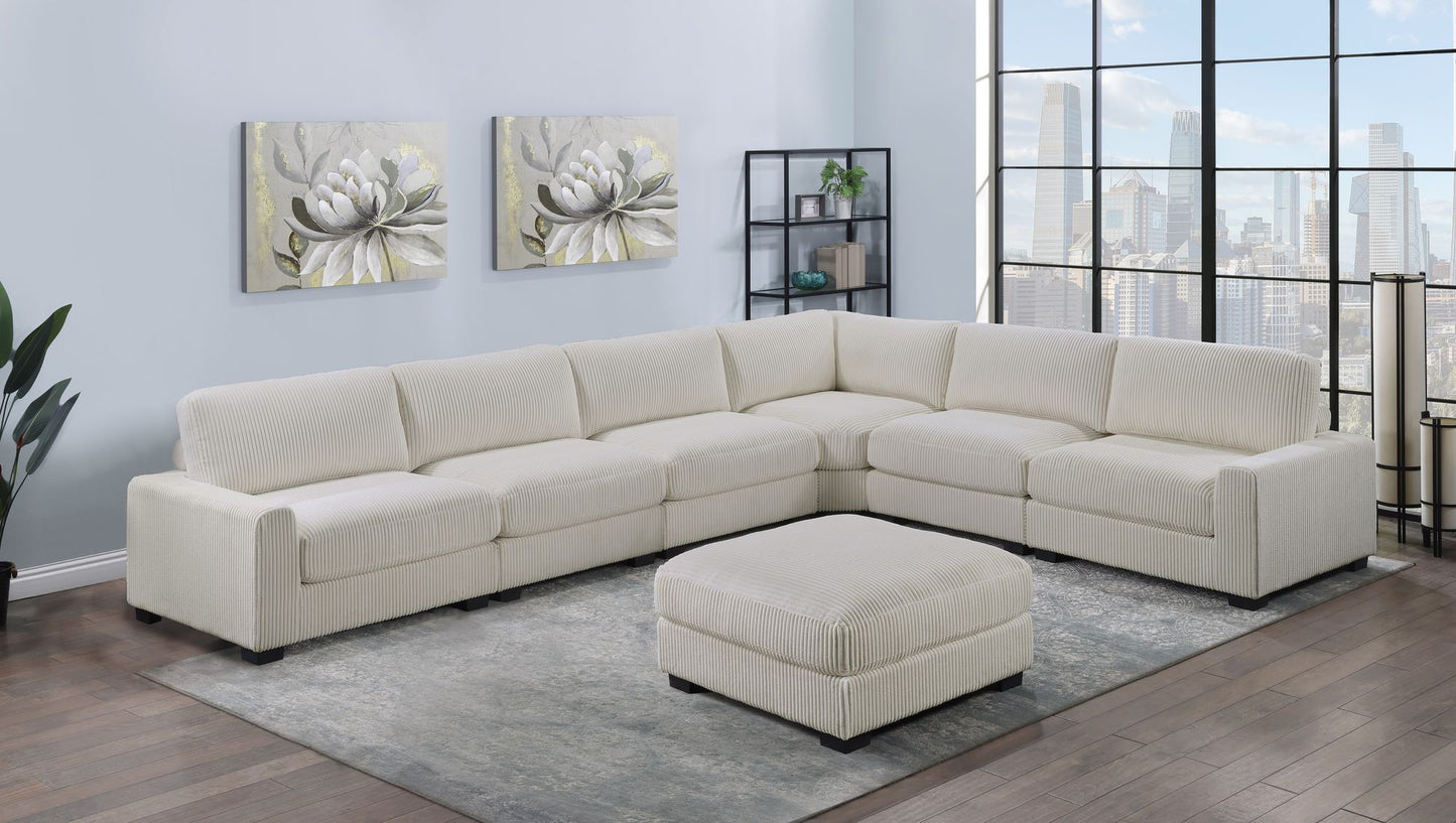 Living Room Furniture Armless Chair Beige Wide-Welt Corduroy 1pc Armless Chair Soft Cushion Wood Legs image 9
