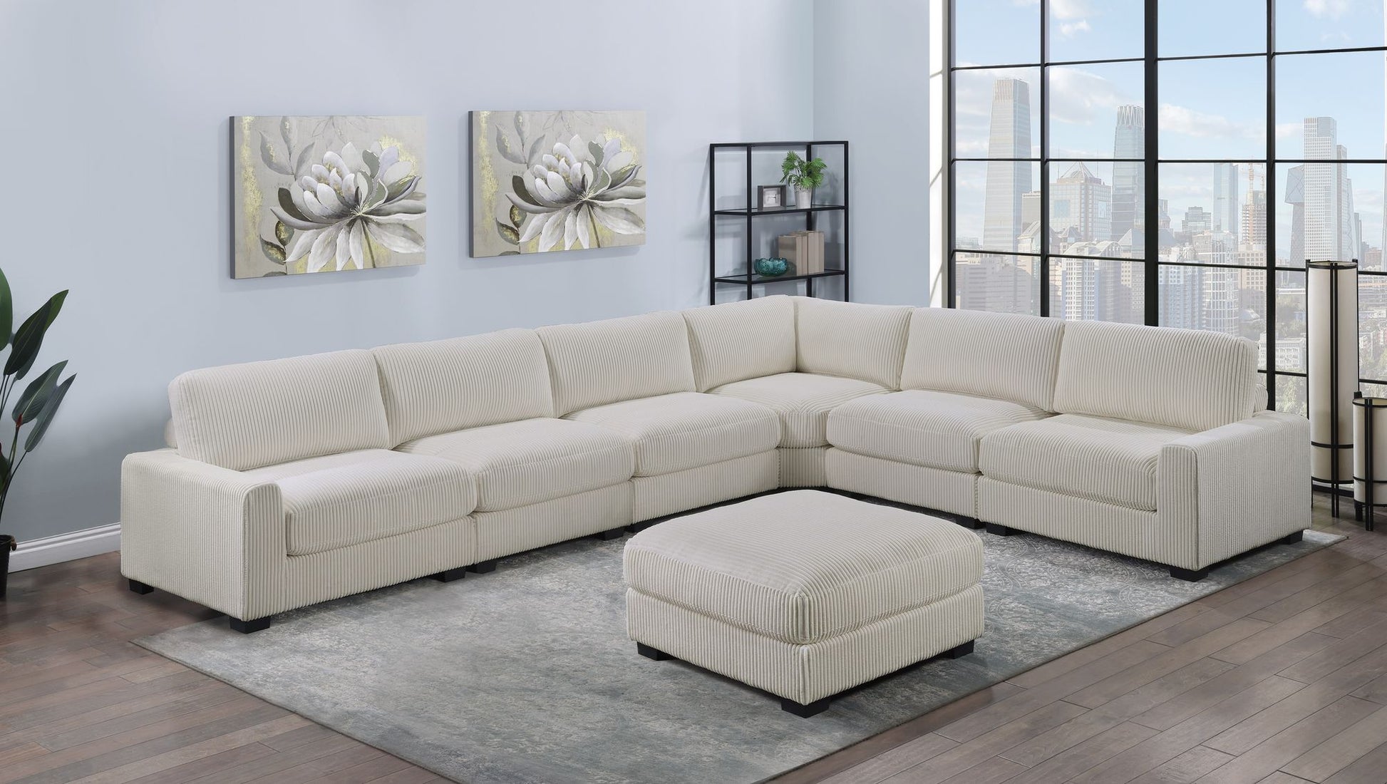 Living Room Furniture Armless Chair Beige Wide-Welt Corduroy 1pc Armless Chair Soft Cushion Wood Legs image 9