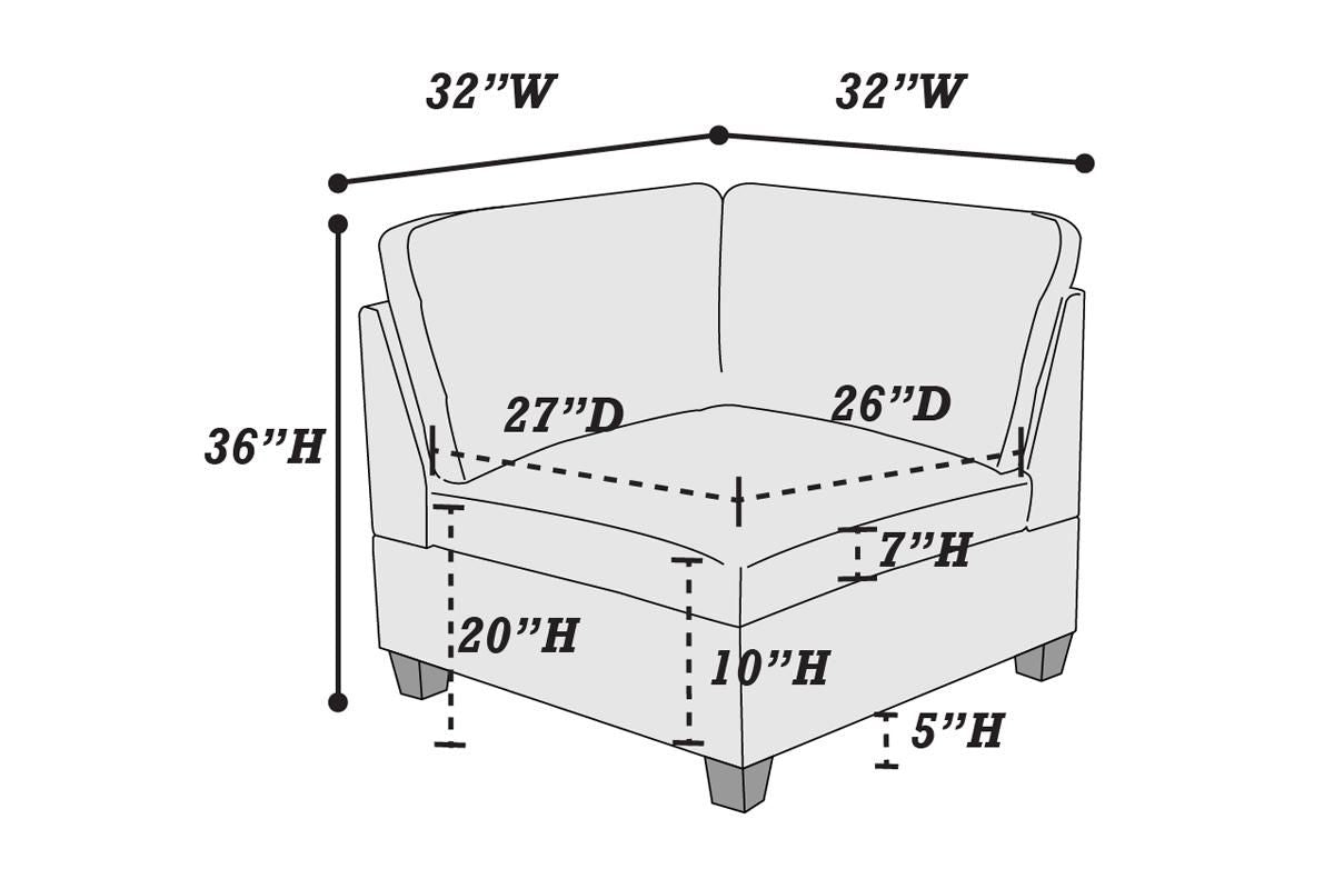 Corner wedge sofa wooden legs detail