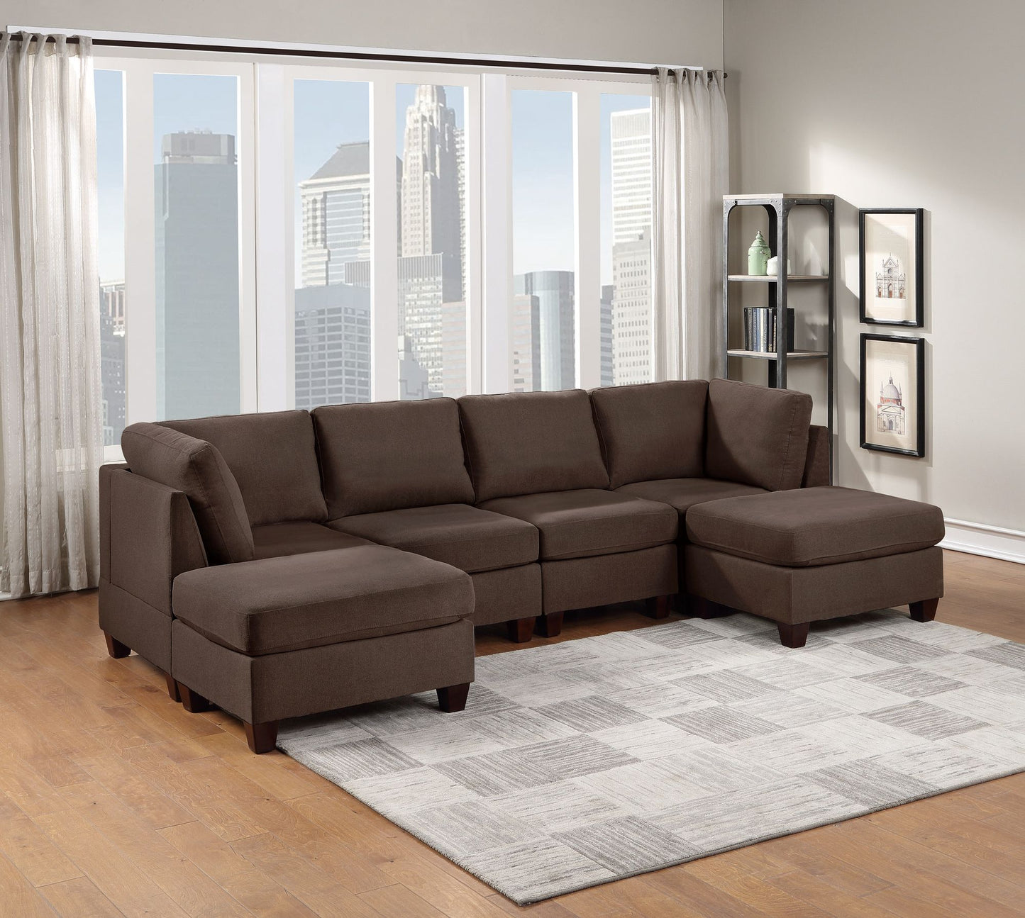 Living Room Furniture Corner Wedge Black Coffee Linen Like Fabric 1pc Cushion Wedge Sofa Wooden Legs image 14