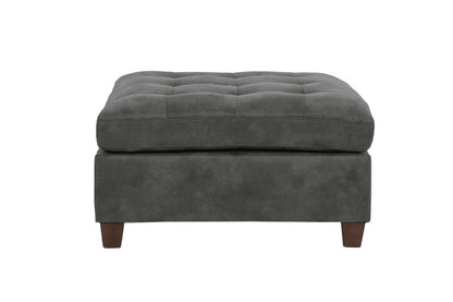 Living Room Furniture Tufted Cocktail Ottoman Antique Grey Breathable Leatherette 1pc Cushion Ottoman Seat Wooden Legs image 3
