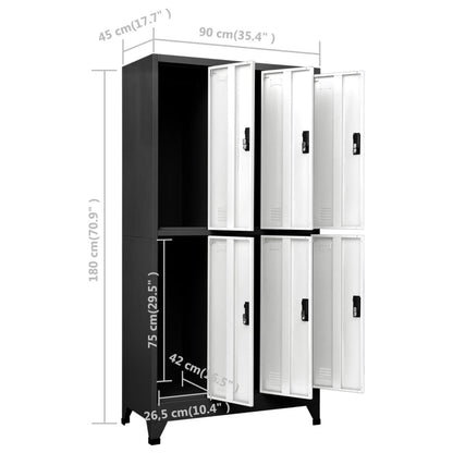 Locker Cabinet Anthracite and White 35.4"x17.7"x70.9" Steel image 8